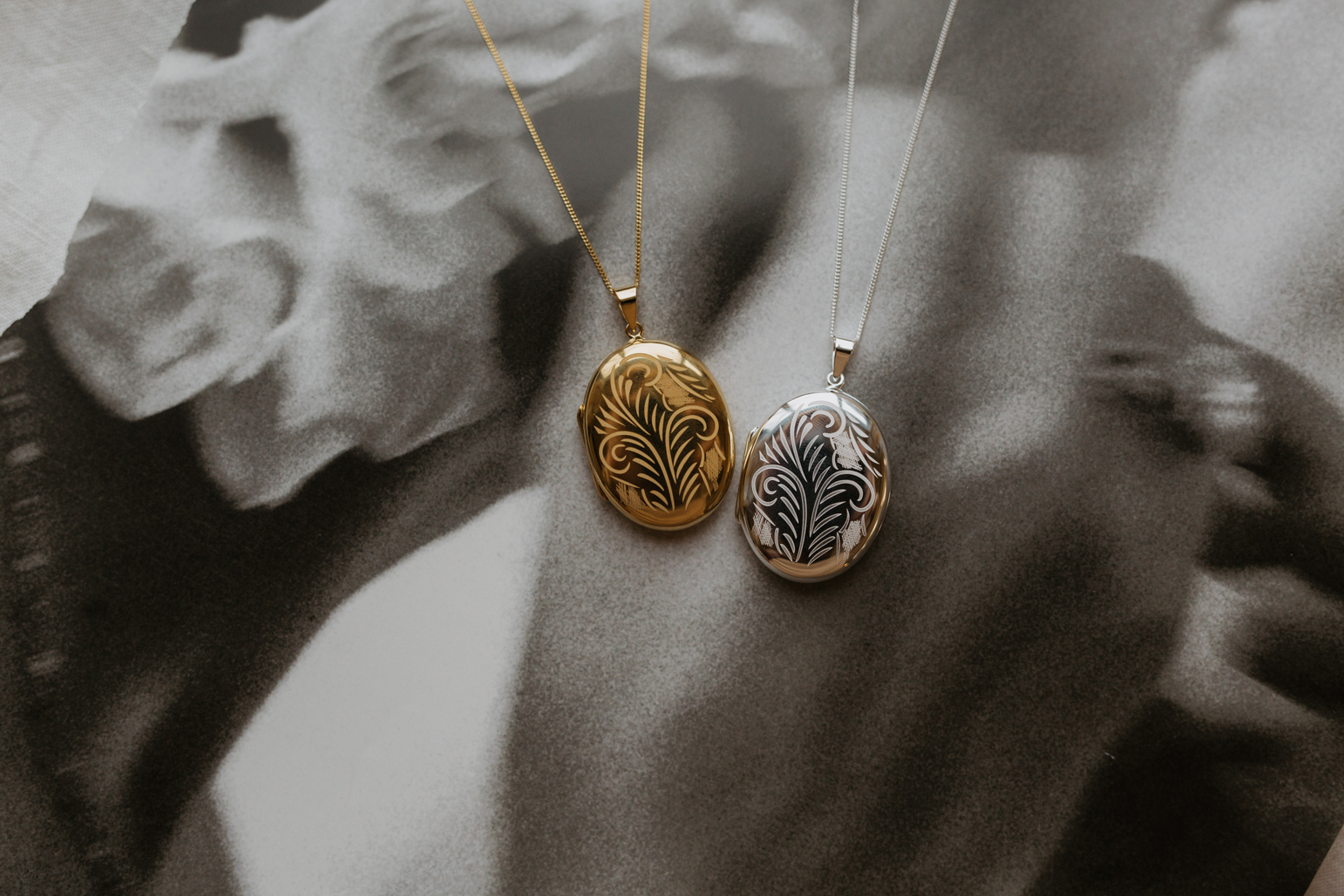 gold and silver evelyn locket necklace by the locket sisters