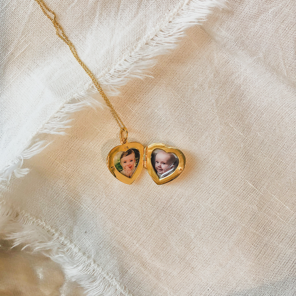 Small Gold Heart Locket with Two Photos