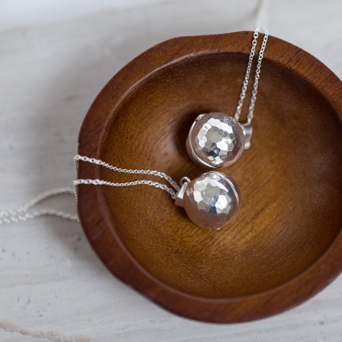 Hammered Orb Disco Ball Locket with Photos Inside from UnCommon Goods and The Locket Sisters