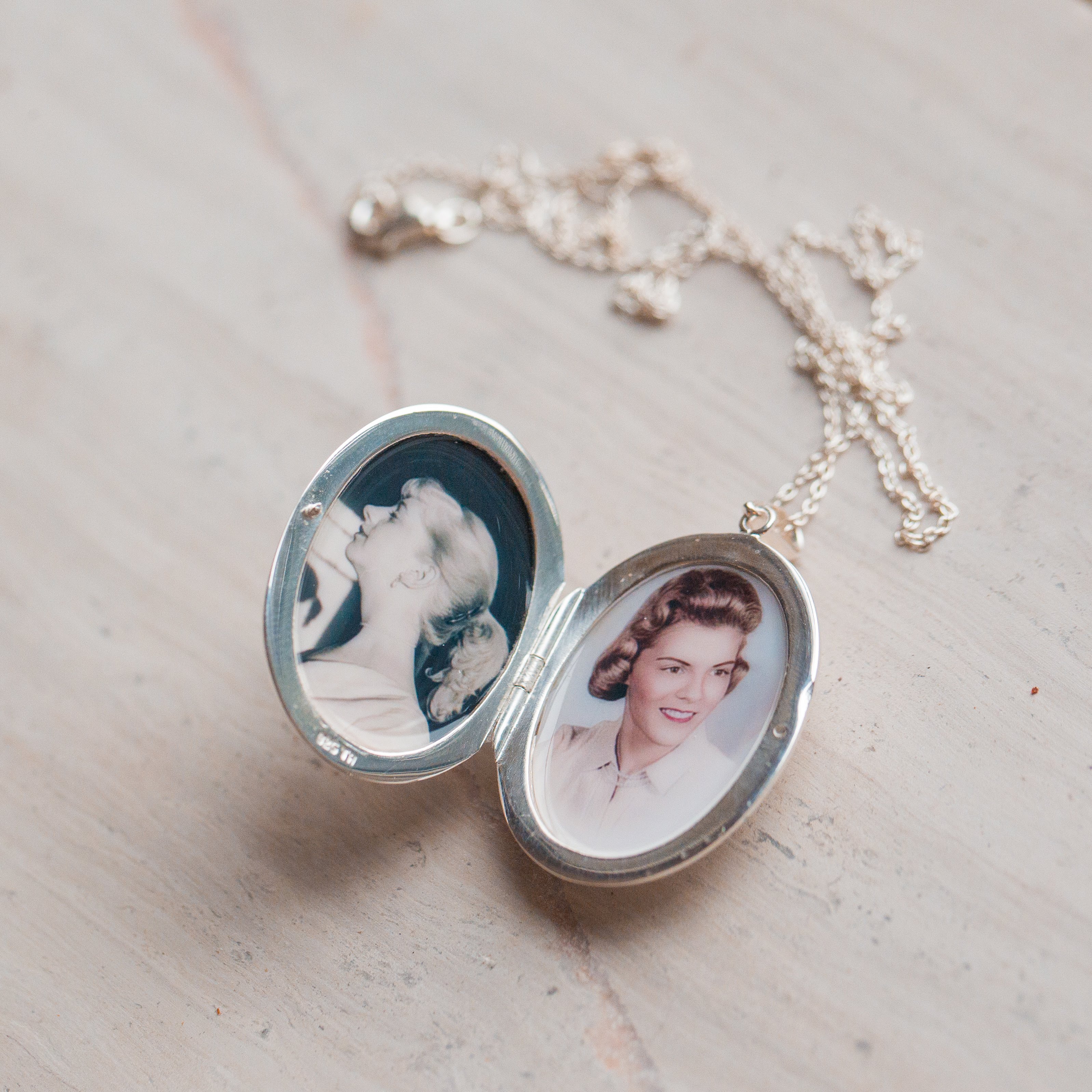 Evelyn Silver Engraved Locket with photo inside