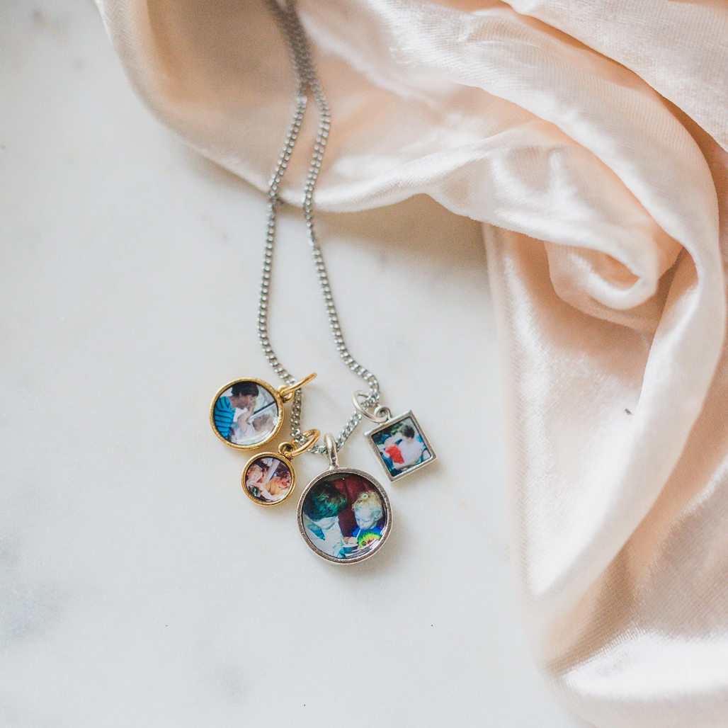 Charm Locket with Four Photos for Grandma on Mother's Day