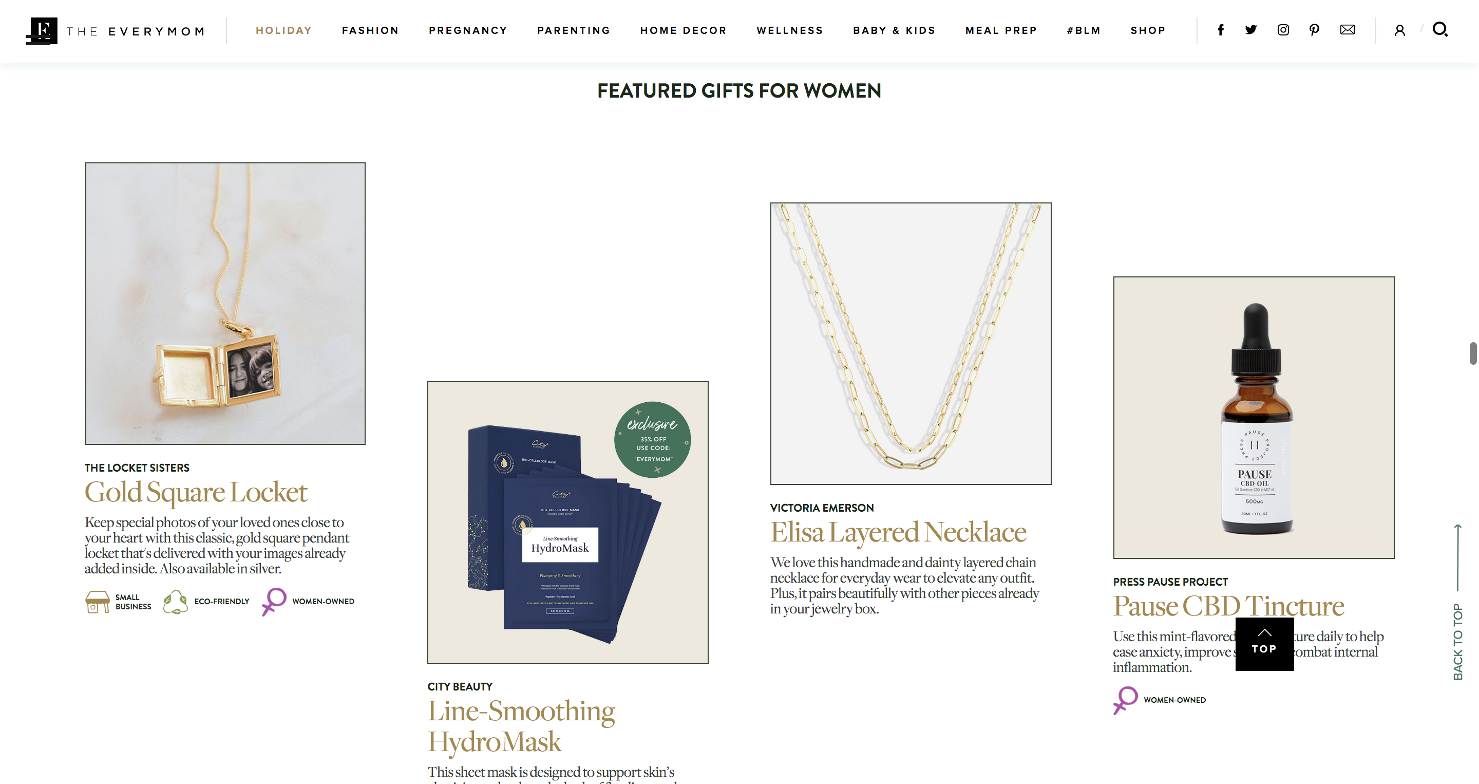 The Every Mom featured The Locket Sisters in their 2021 holiday gift guide