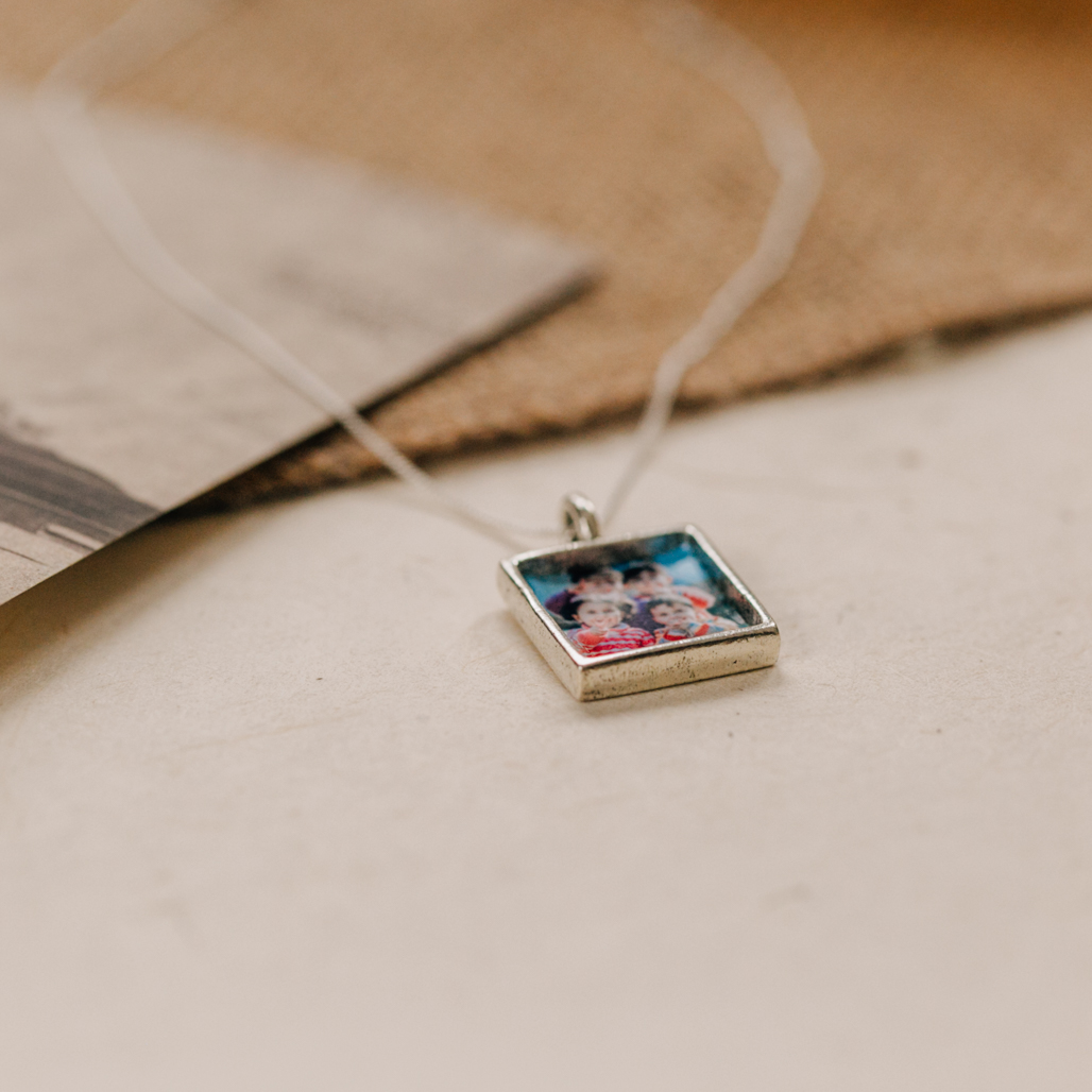 silver square marilyn locket with photograph inside