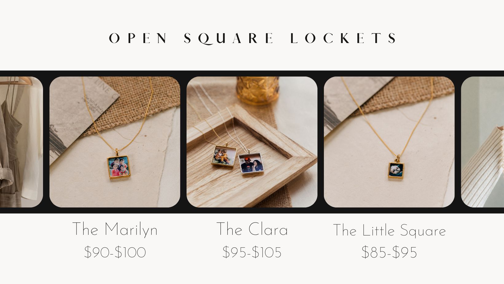 Square Pendant Lockets with photos